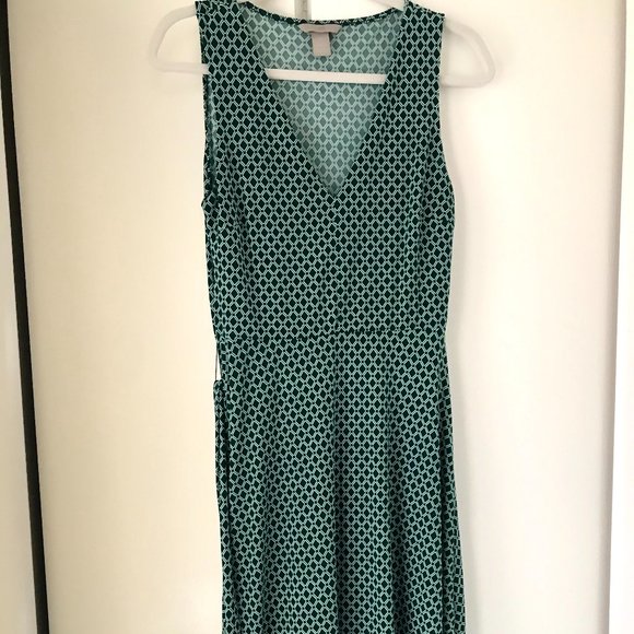 H&M Green Printed Tie-belt Dress - Size S - Picture 5 of 8